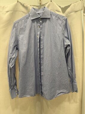 Hackett London Slim Fit Dress Shirt Blue Button Up Mens 16 41
